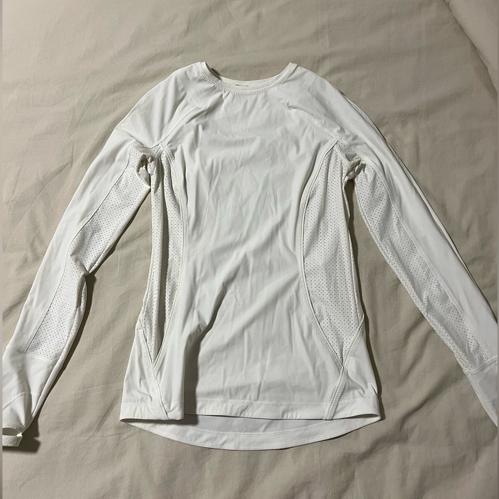 Athleta White Longsleeve Athletic Shirt